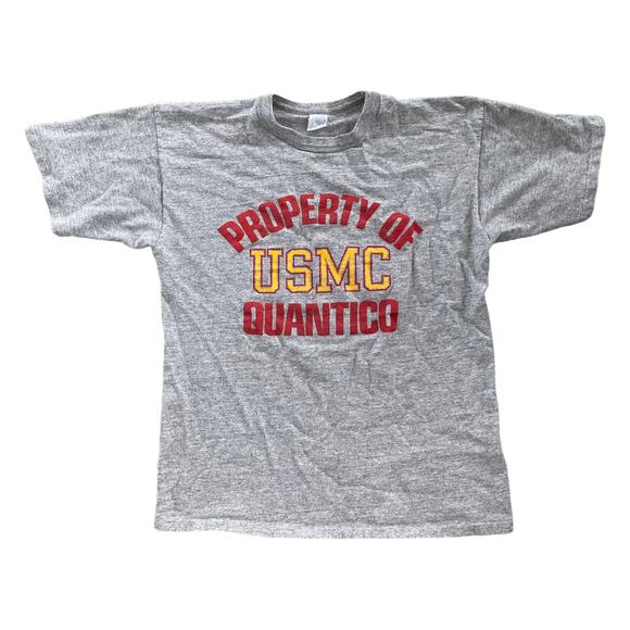 Vintage USMC Property of Quantico Single Stitched Tee L - Picture 1 of 4